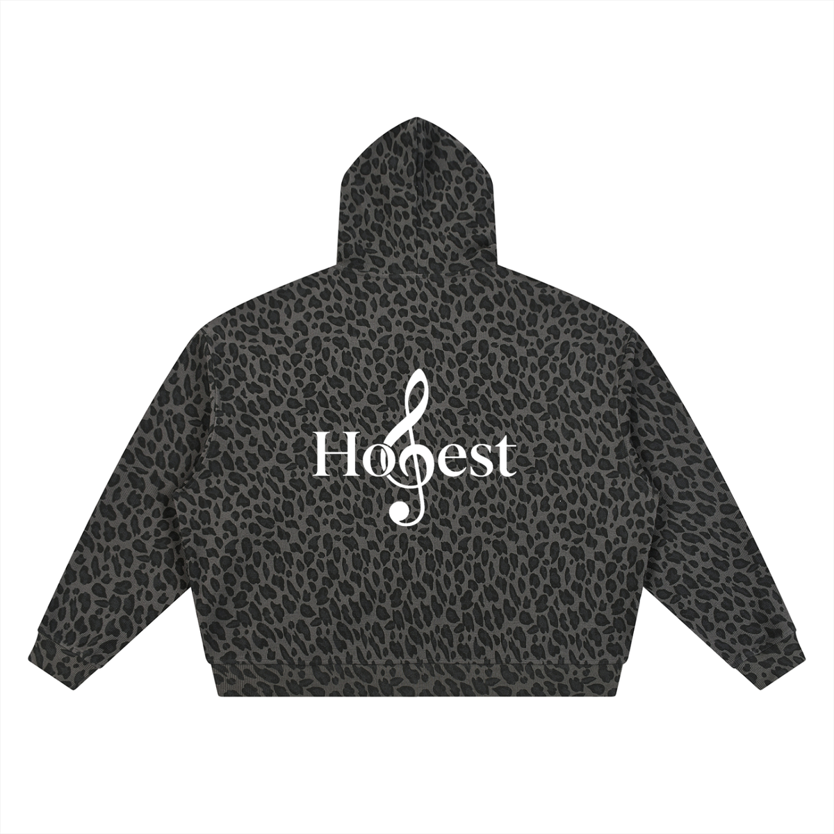 Honest 487  Design  Leopard Print Waffle Full Zip Hoodie
