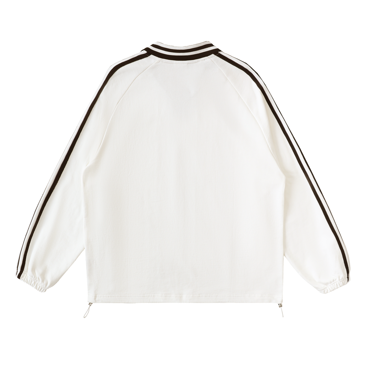 Honest Design  Contrast Striped Lapel Collar Sweatshirt