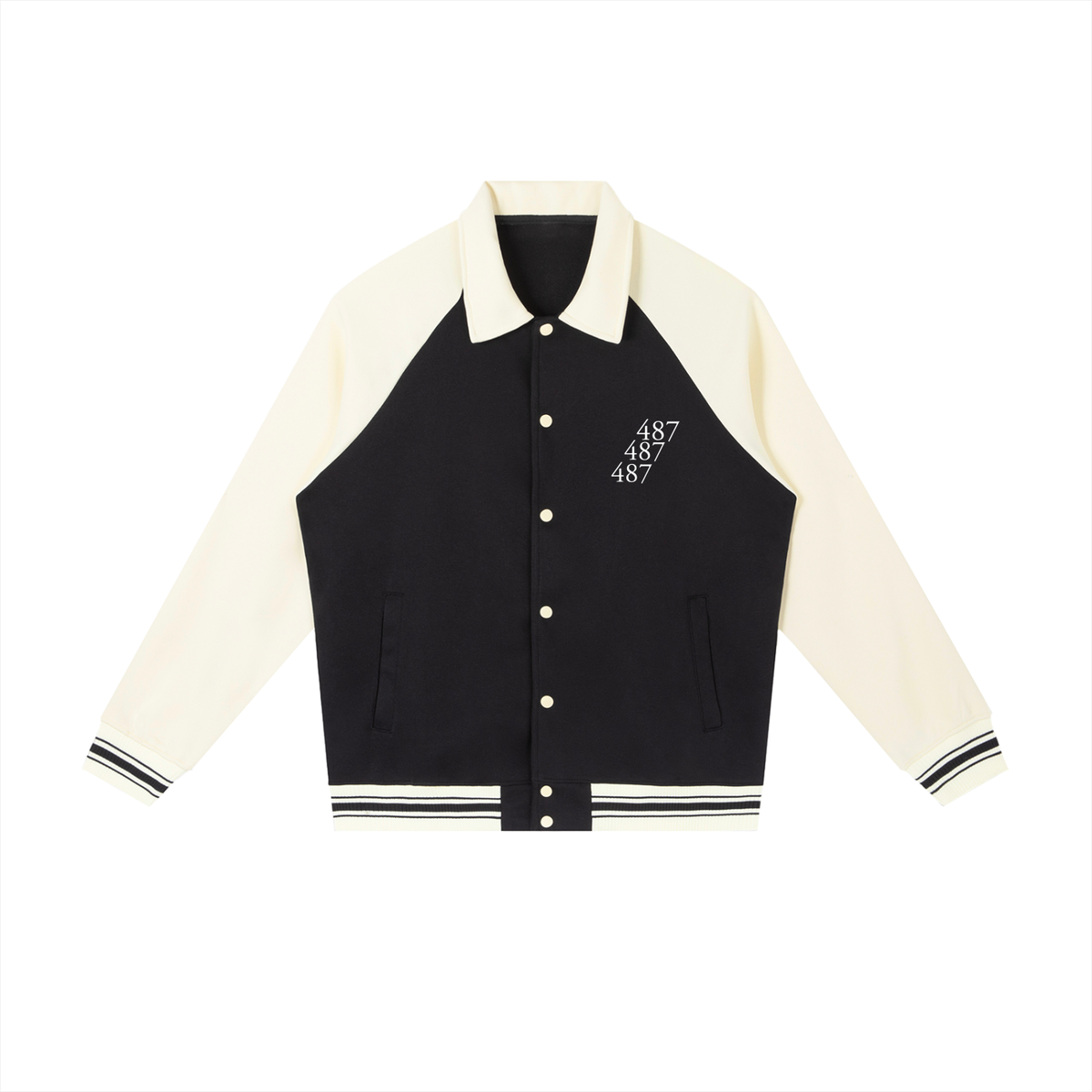 Honest 487 Design Contrast Raglan Sleeve Baseball Jacket