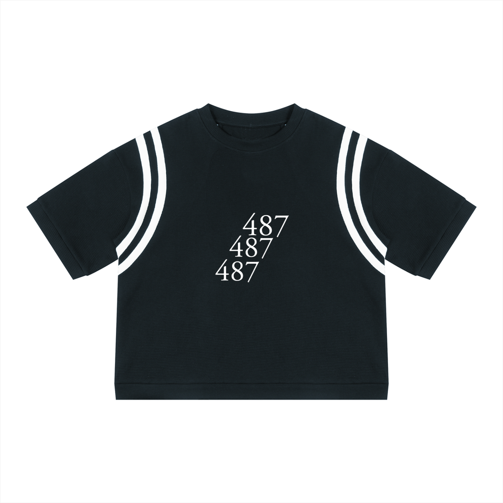Unisex Color Block Waffle Boxy T-Shirt