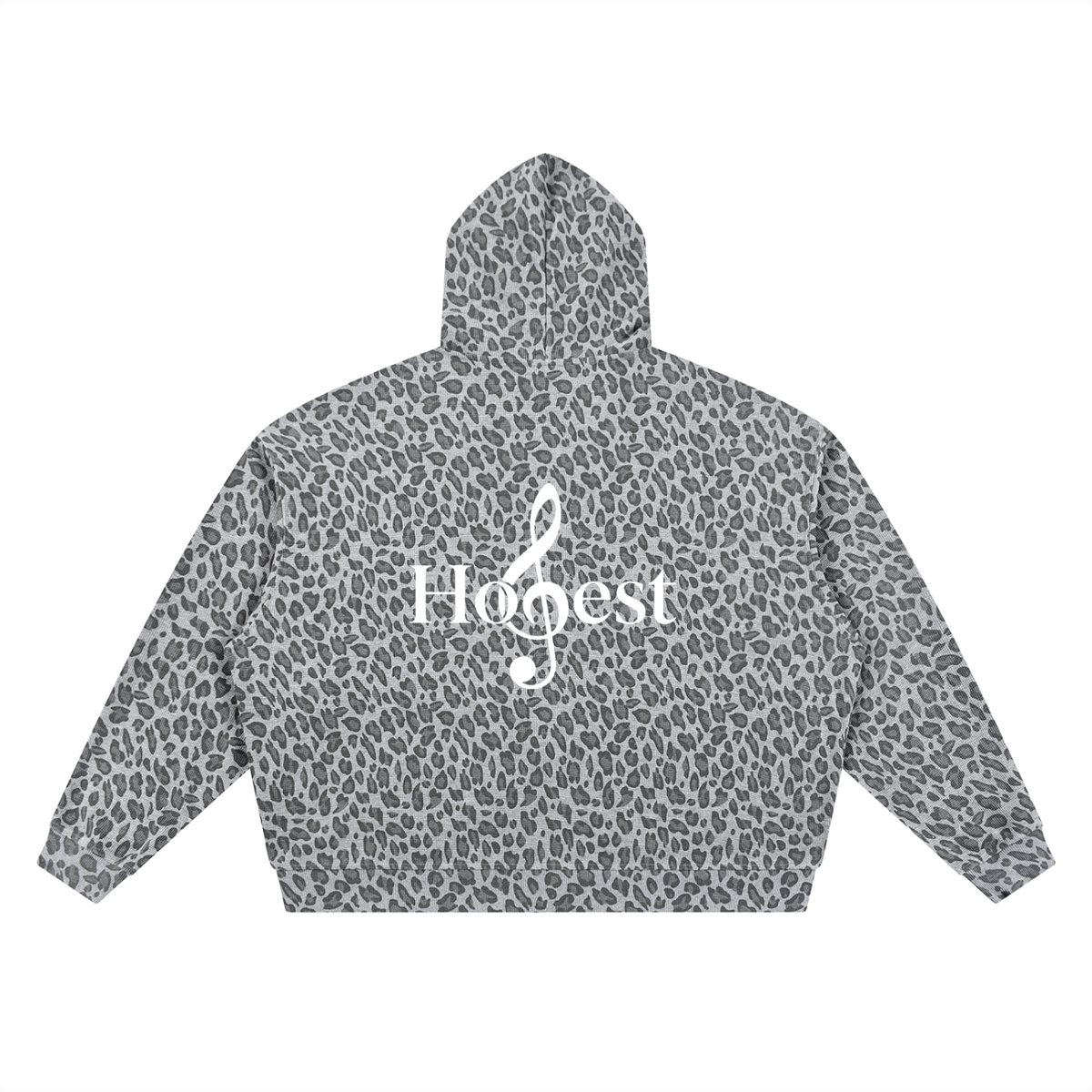 Honest 487  Design  Leopard Print Waffle Full Zip Hoodie