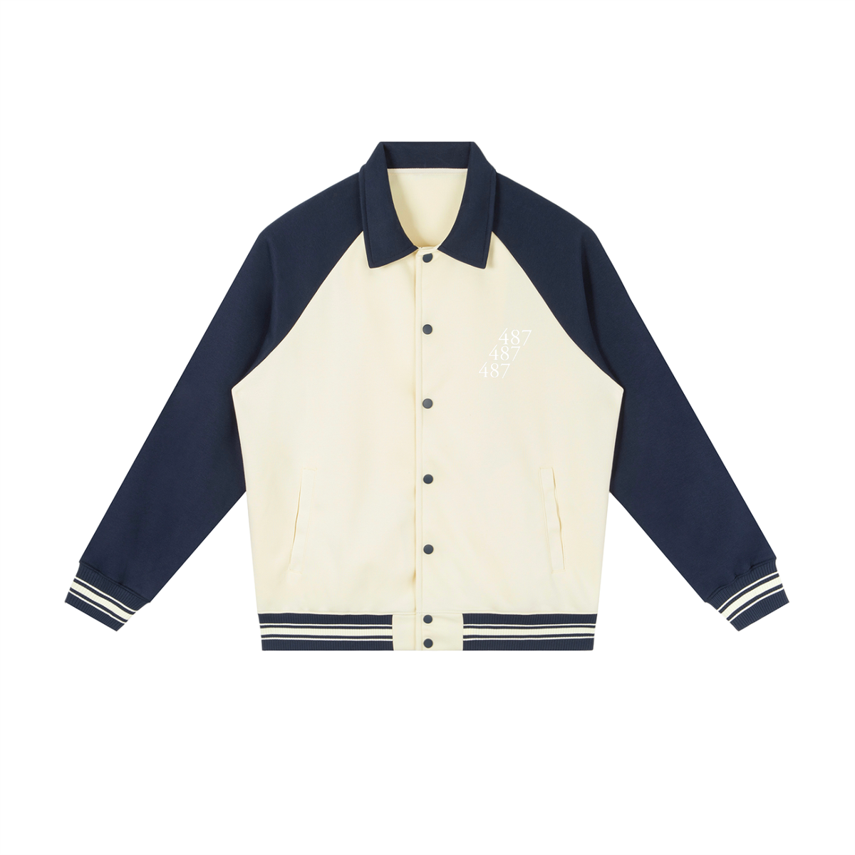 Honest 487 Design Contrast Raglan Sleeve Baseball Jacket