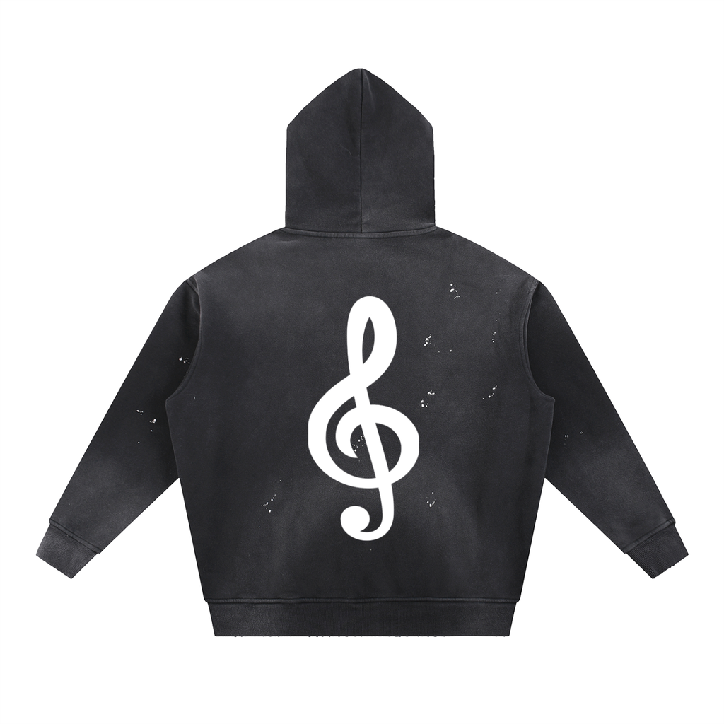Vintage Washed Frayed Fleece Hoodie