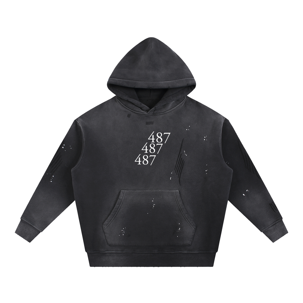 Vintage Washed Frayed Fleece Hoodie