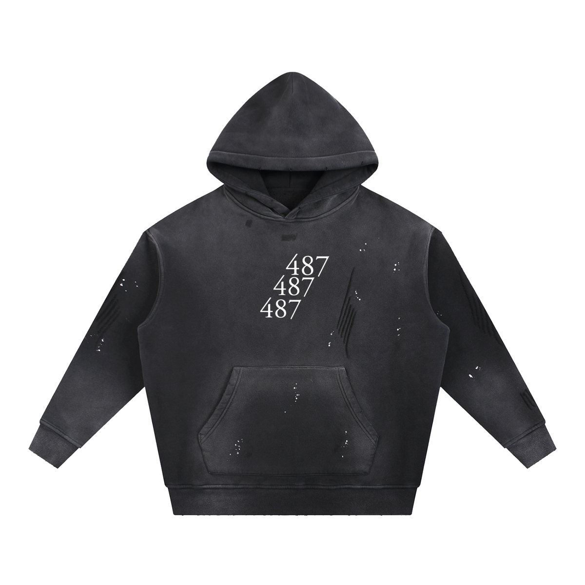 Vintage Washed Frayed Fleece Hoodie