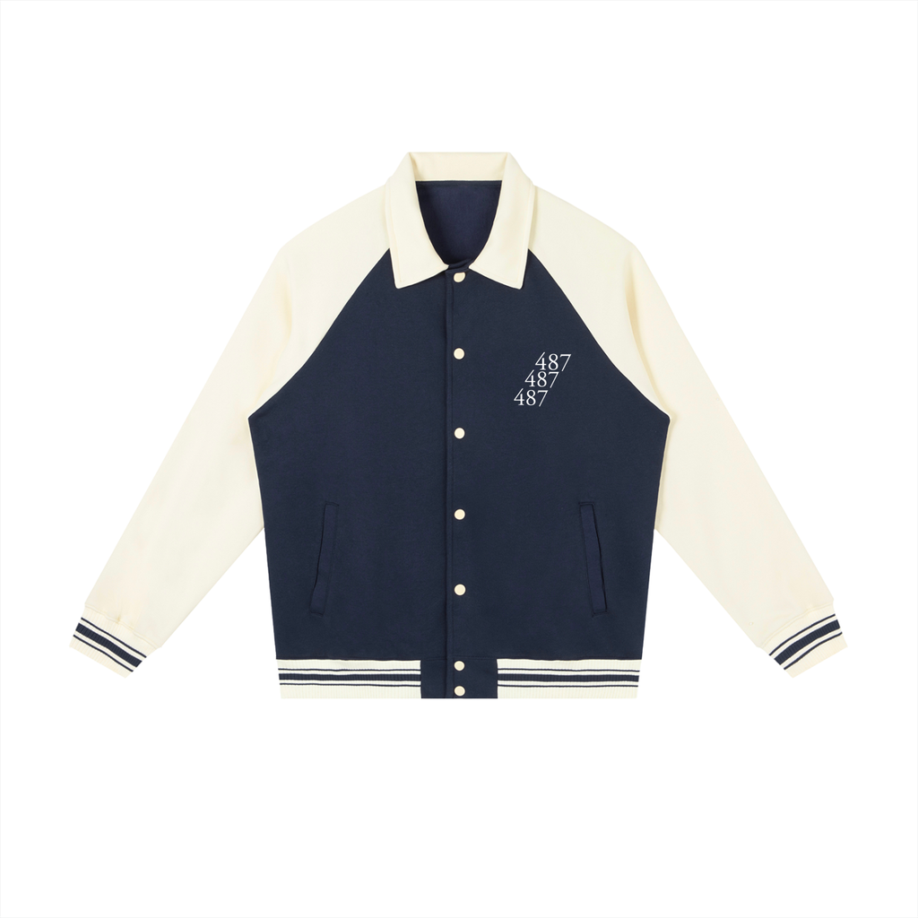 Honest 487 Design Contrast Raglan Sleeve Baseball Jacket
