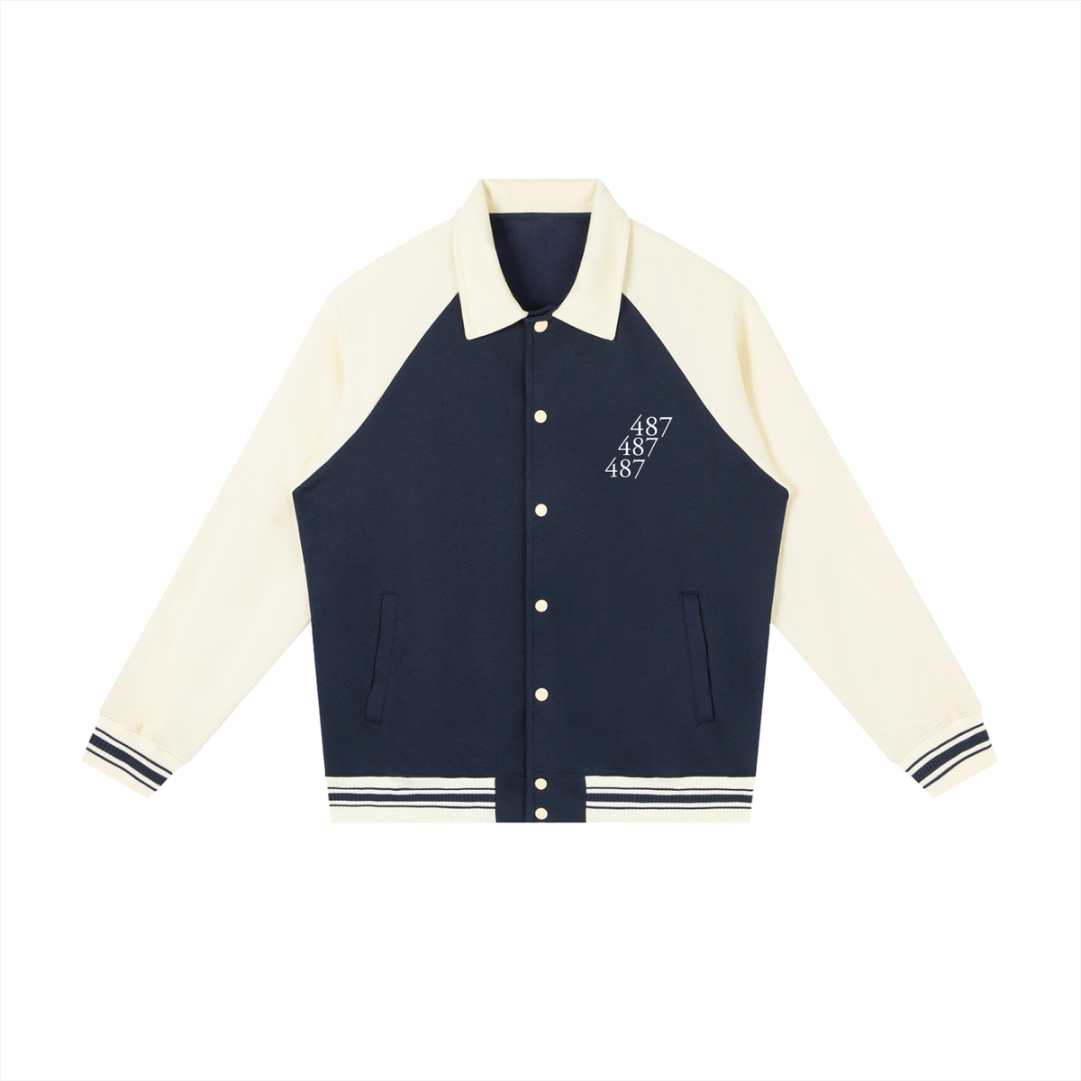 Honest 487 Design Contrast Raglan Sleeve Baseball Jacket