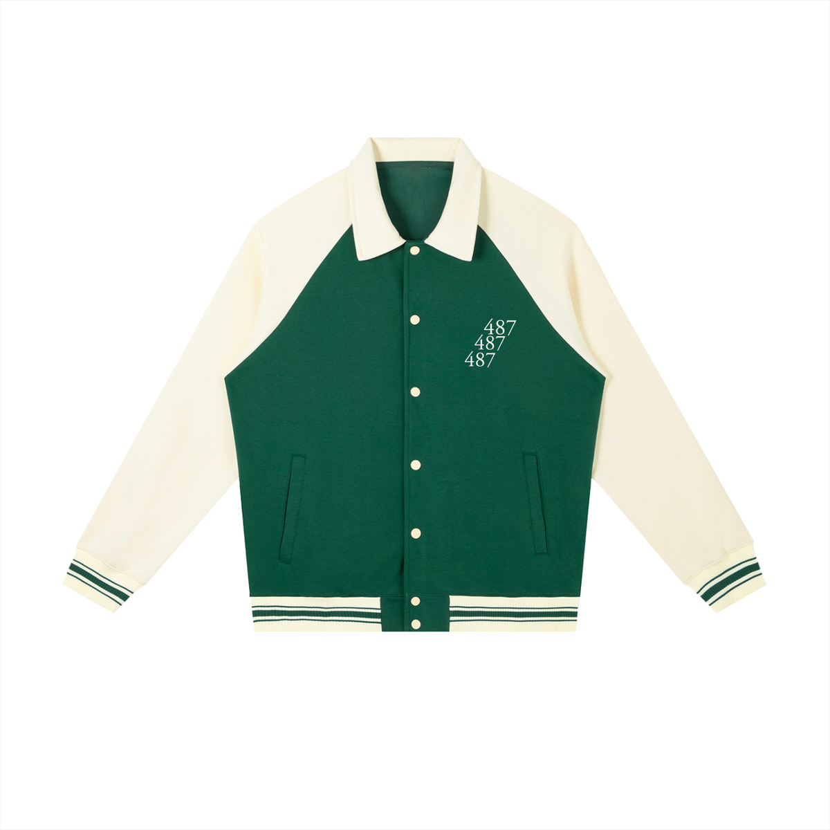 Honest 487 Design Contrast Raglan Sleeve Baseball Jacket