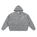 Honest 487  Design  Leopard Print Waffle Full Zip Hoodie