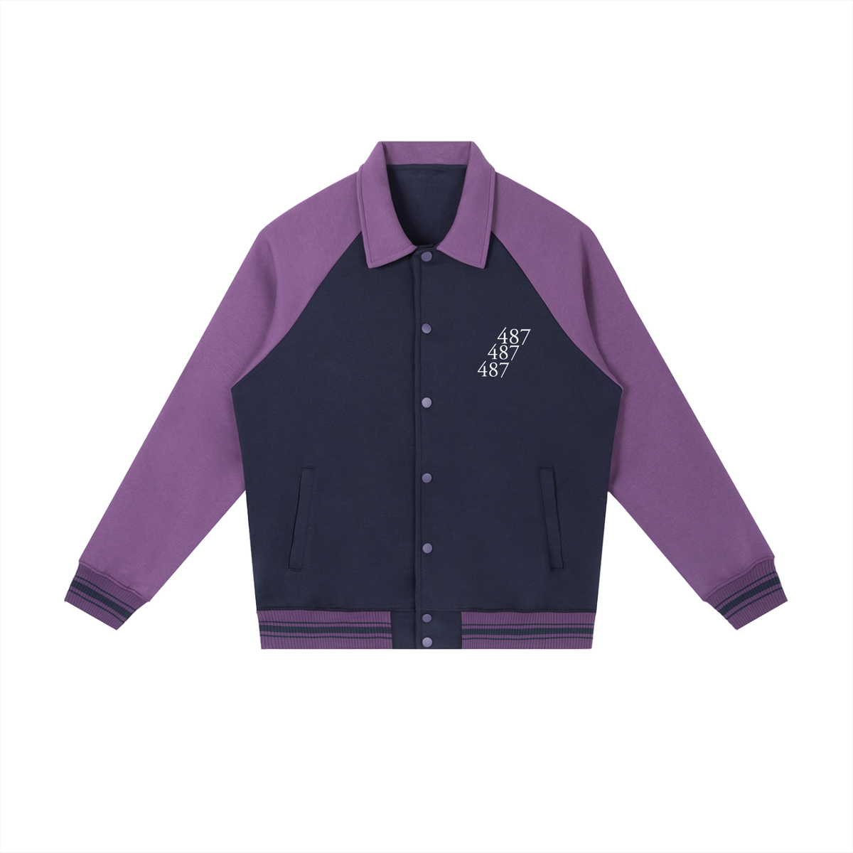 Honest 487 Design Contrast Raglan Sleeve Baseball Jacket
