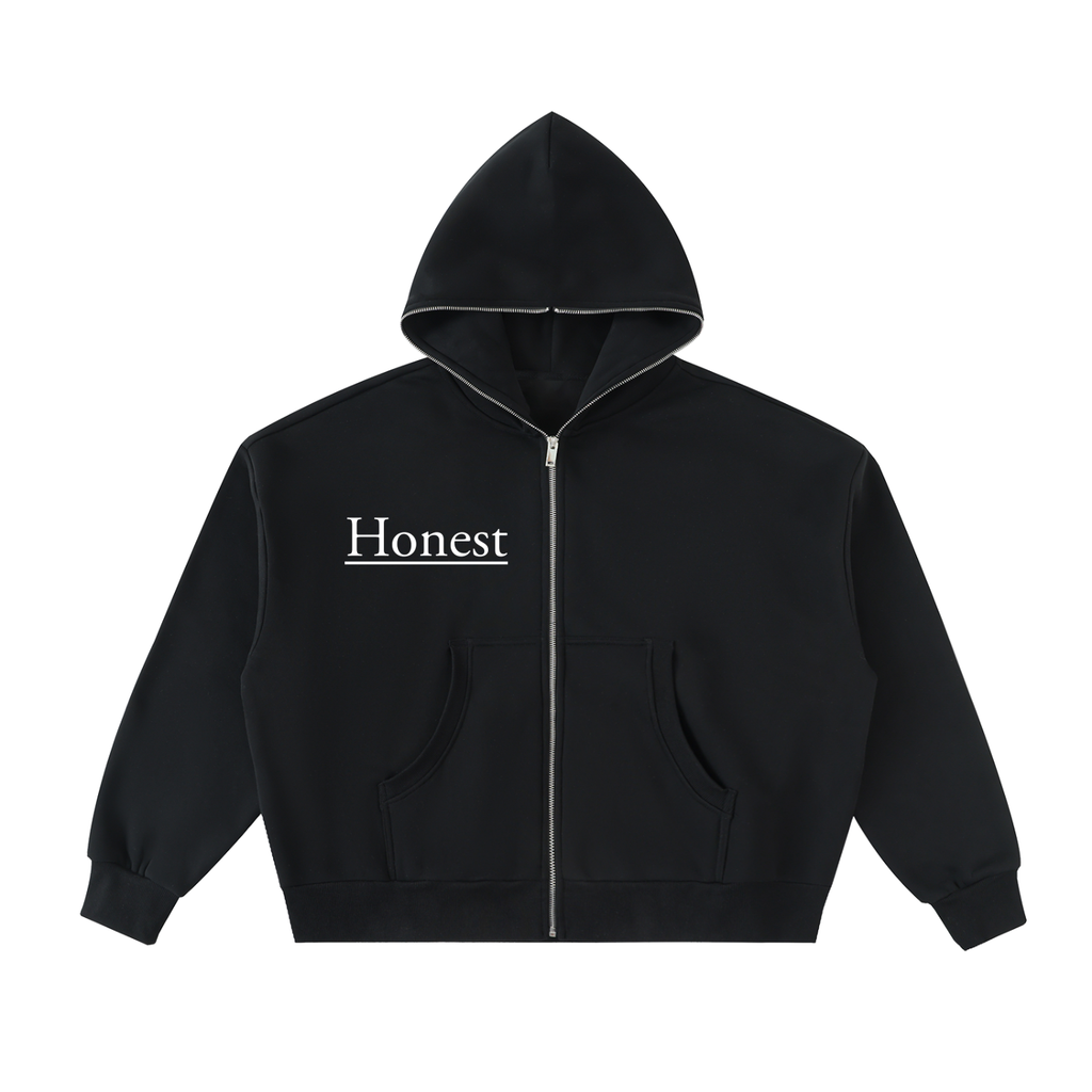 Honest Design Fleeced Full-Zip Boxy Hoodie