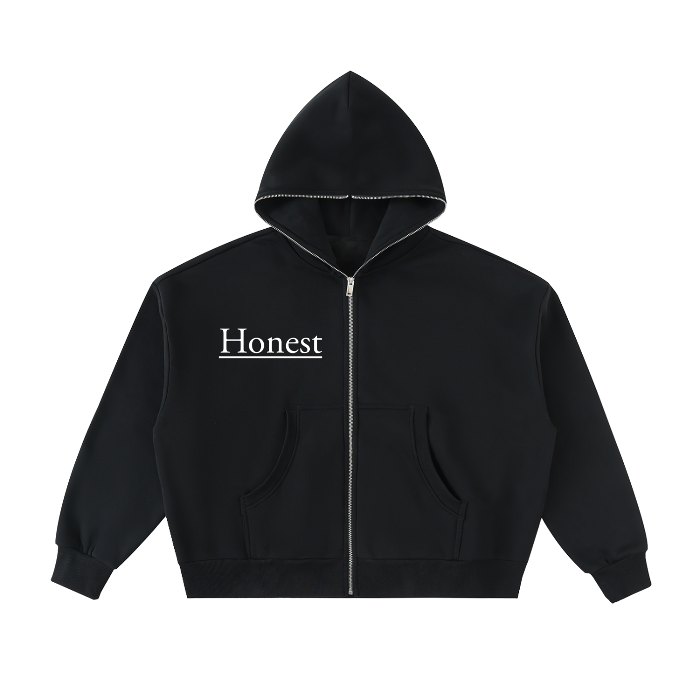 Honest Design Fleeced Full-Zip Boxy Hoodie