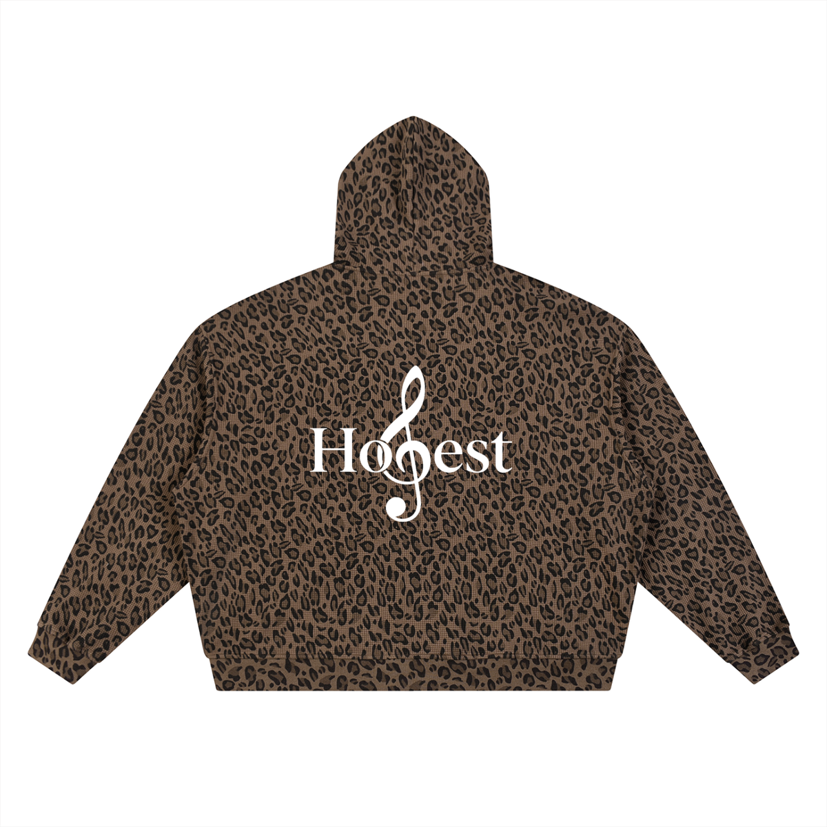 Honest 487  Design  Leopard Print Waffle Full Zip Hoodie